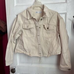 Zara Off-White Denim Jacket for Women